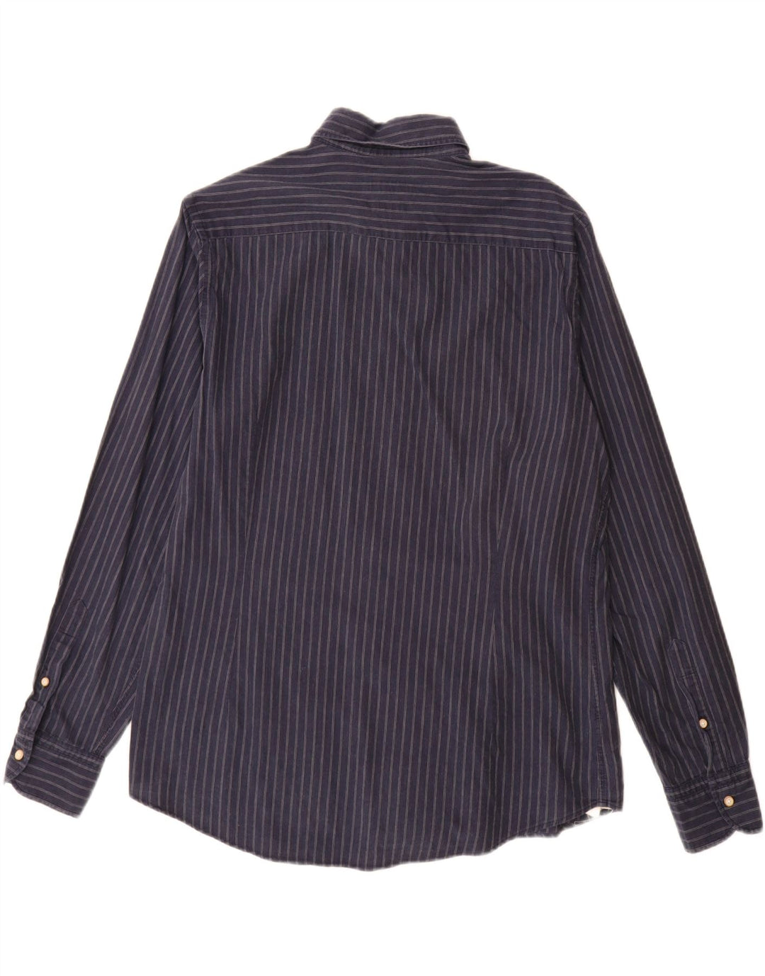Massimo Dutti Herrenhemd, groß, marineblau, Nadelstreifen, Baumwolle