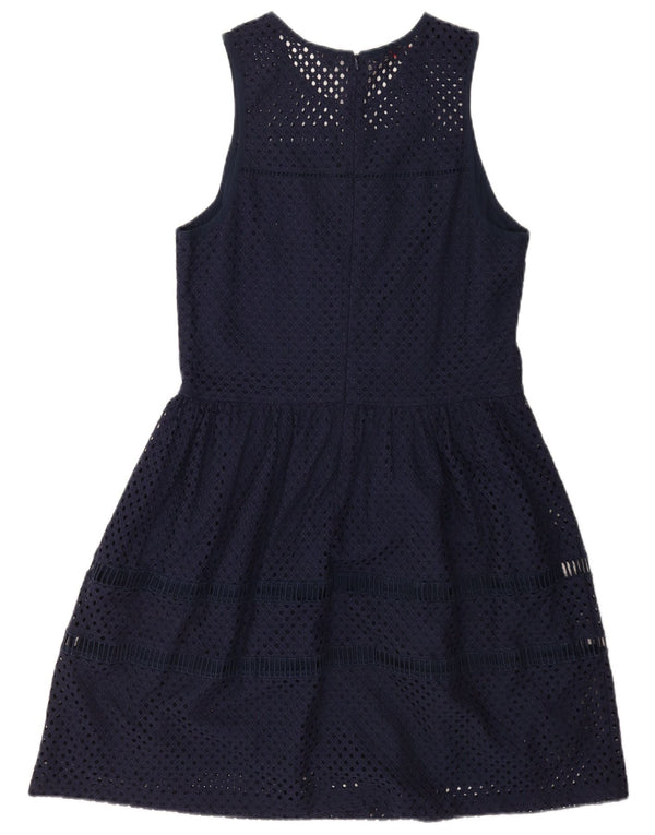 Superdry Damen ärmelloses A-Linien-Kleid UK 14 Large Marineblaues Nylon