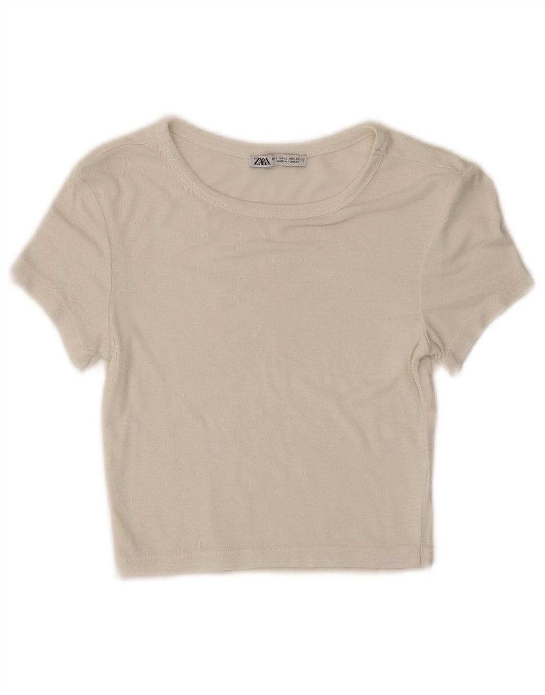 Zara Damen Crop T-Shirt Top UK 8 Small Weiß