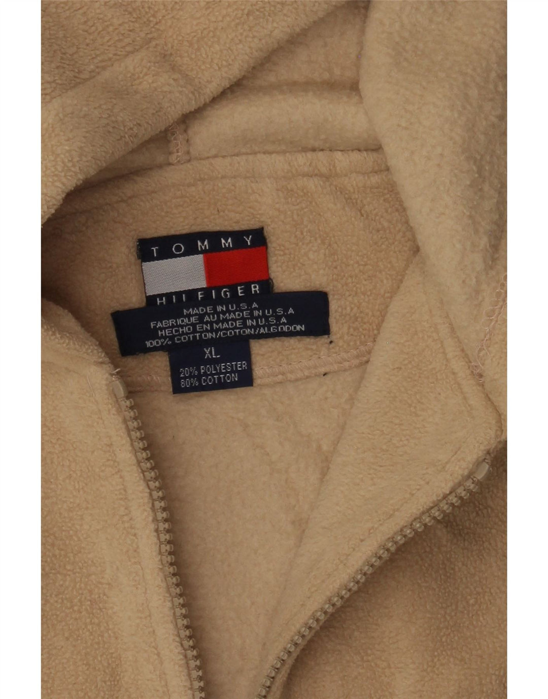 Tommy Hilfiger Damen Kapuzen-Fleecejacke UK 18 XL Beige Polyester