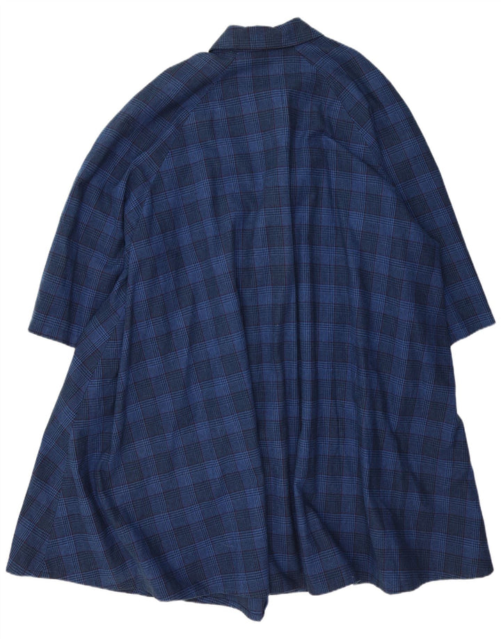 Vintage Damen Übergroßer Mantel UK 14 Medium Navy Blue Houndstooth