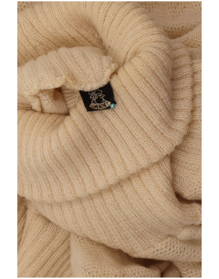 Vintage Damen Rollkragenpullover Pullover UK 10 Small Beige Argyle/Diamant