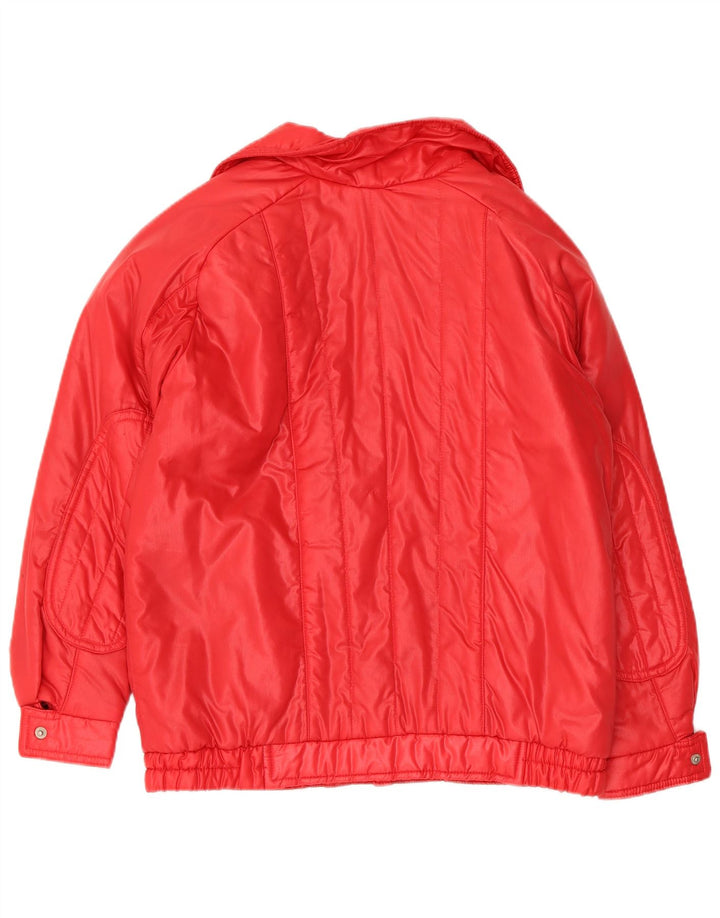 Vintage Damen Biker Wattierte Jacke UK 14 Mittelrot