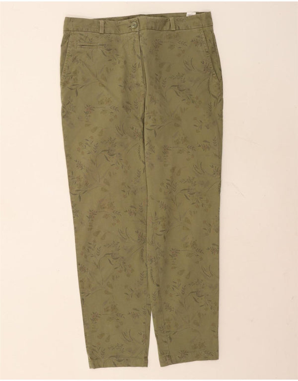 Marks & Spencer Womens Chino Trousers UK 14 Large W34 L29 Khaki Floral
