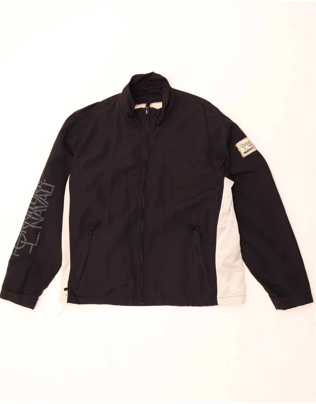 Murphy & Nye Herren-Regenjacke mit Grafik, UK 36, Small, schwarzes Colourblock-Nylon