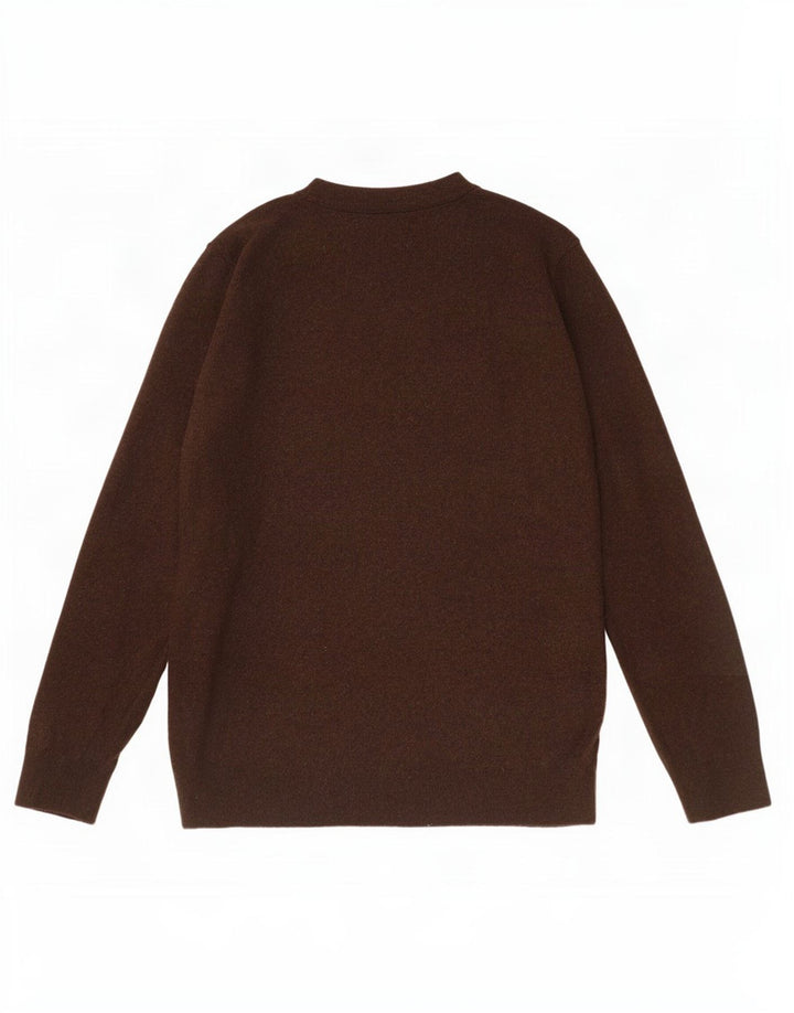 Zara Herren-Pullover mit Rundhalsausschnitt, XL, braune Viskose