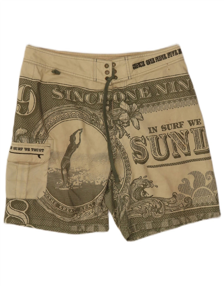 SUNDEK Herren-Badeshorts mit Grafik, mittelgrün, Polyester