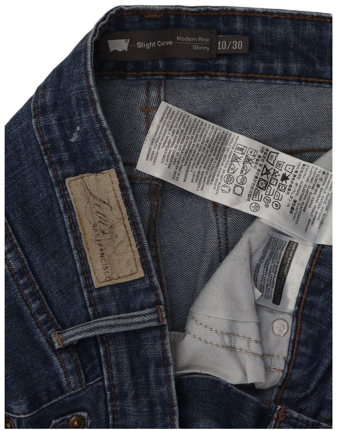 LEVI'S Damen Slight Curve Skinny Jeans US 10 Large W30 L28 Marineblau