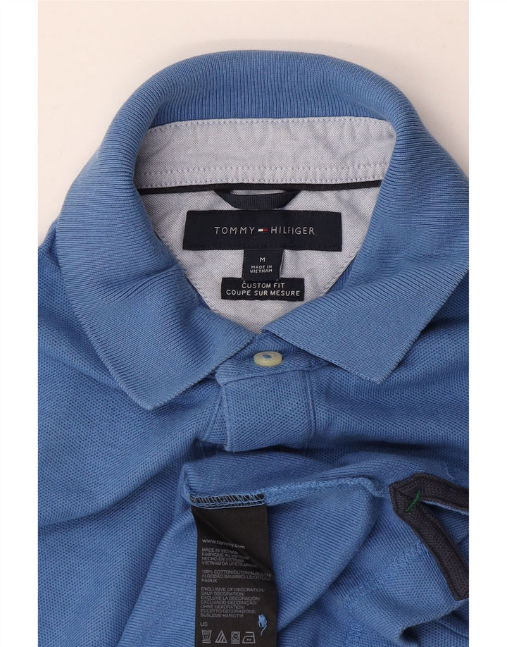 TOMMY HILFIGER Herren Custom Fit Poloshirt Mittelblaue Baumwolle