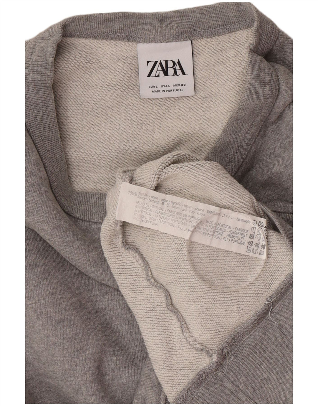 Zara Herren-Sweatshirt-Pullover, große graue Baumwolle