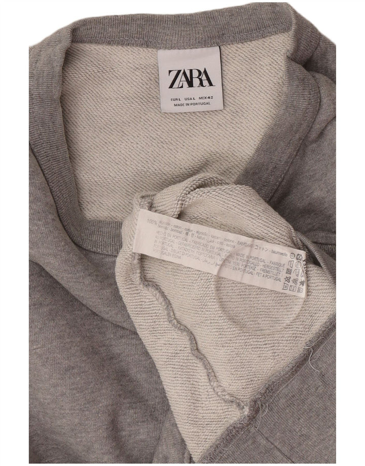 Zara Herren-Sweatshirt-Pullover, große graue Baumwolle