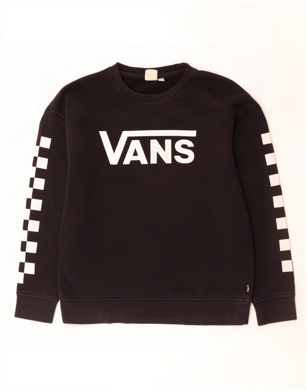 Vans Womens Graphic Oversized Sweatshirt Pullover UK 6 XS Schwarz Baumwolle