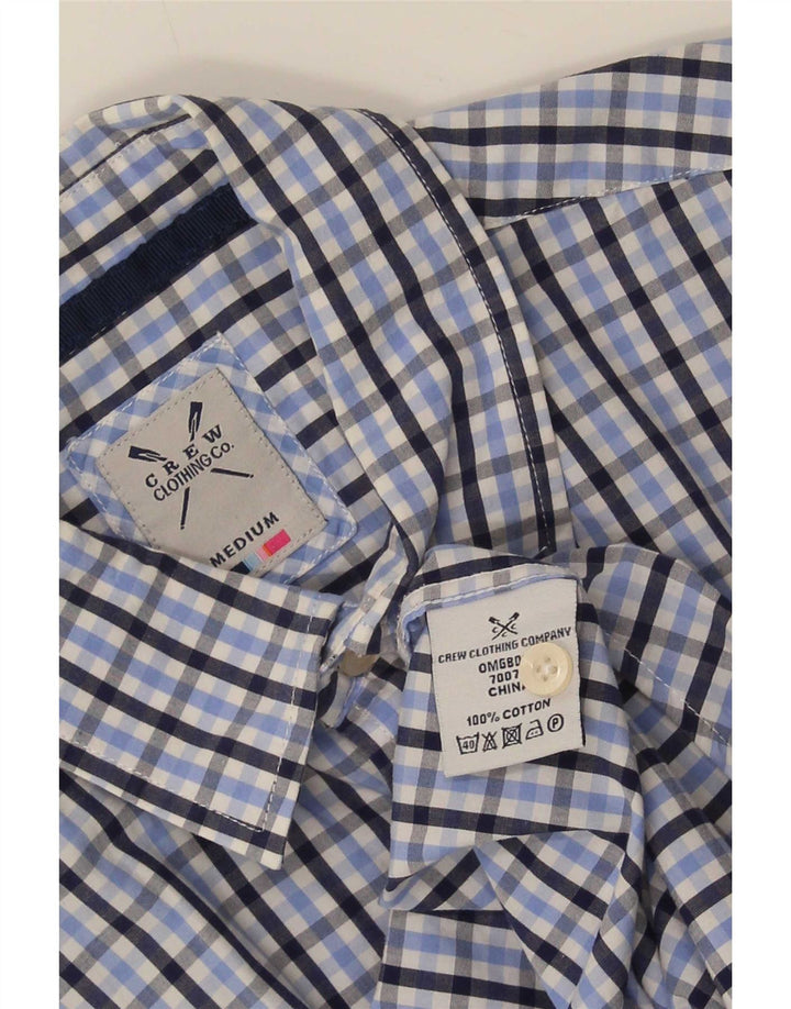 Crew Clothing Herren-Kurzarmhemd aus mittelblauer Gingham-Baumwolle