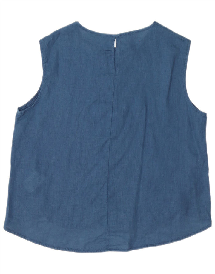 Benetton Damen-Bluse, ärmellos, übergroß, Gr. 10, Größe S, Marineblau, Leinen