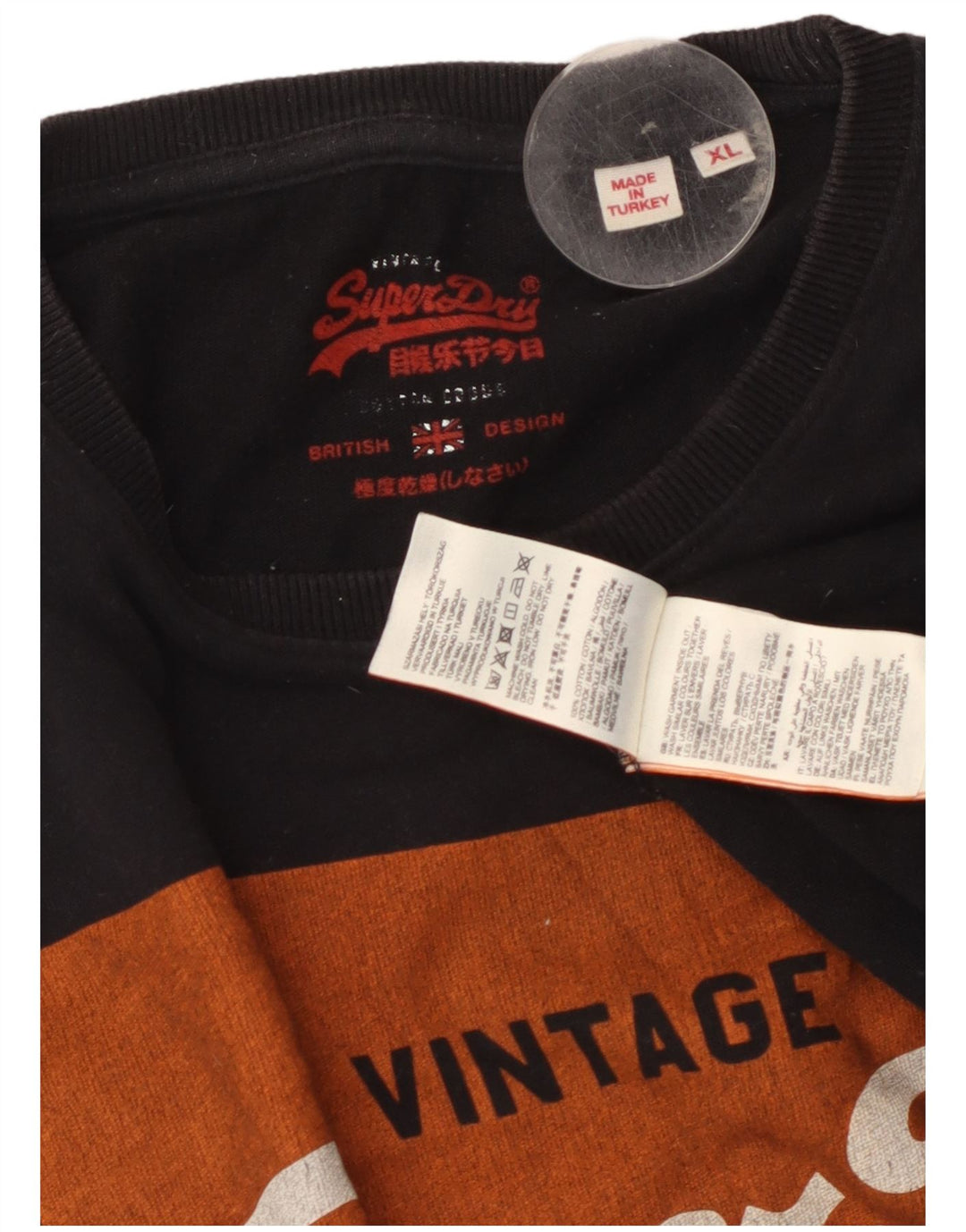 Superdry Herren Grafik-T-Shirt-Oberteil XL aus schwarzer Baumwolle