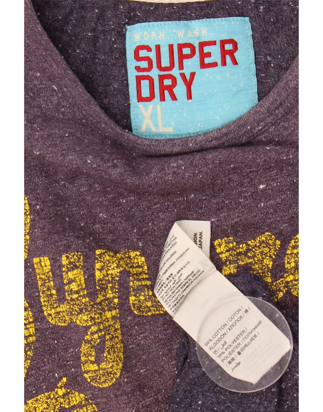 SUPERDRY Damen Riders Graphic T-Shirt Top UK 18 XL Lila gesprenkelte Baumwolle