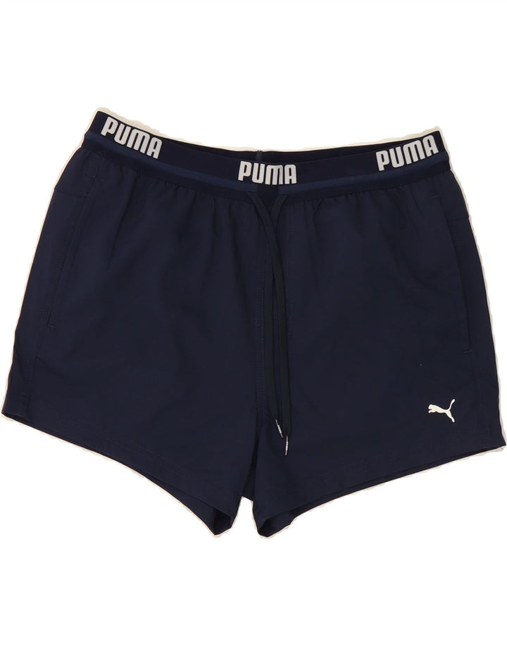 PUMA Mens Graphic Sport Shorts Medium  Navy Blue Polyester Vintage Puma and Second-Hand Puma from Messina Hembry 