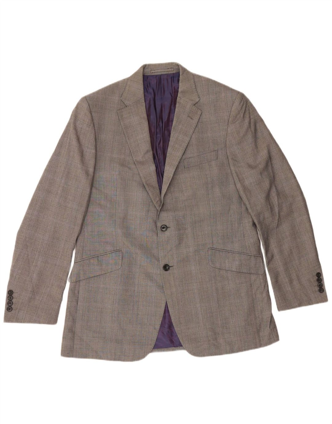 Marks & Spencer Herren-Blazer mit 2 Knöpfen, Gr. 42, groß, grau kariert, Wolle