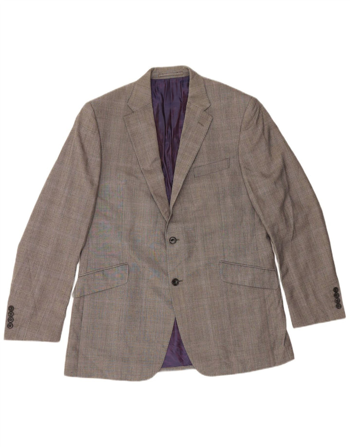 Marks & Spencer Herren-Blazer mit 2 Knöpfen, Gr. 42, groß, grau kariert, Wolle