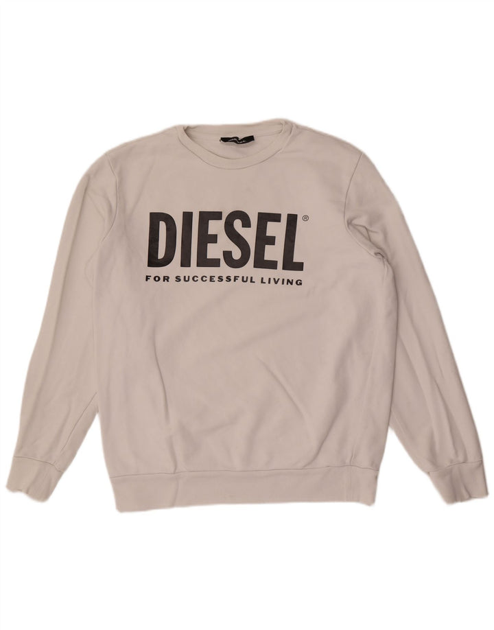 Diesel Herren-Sweatshirt mit Grafik, groß, aus weißer Baumwolle