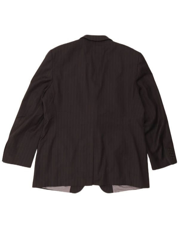 Ted Baker Herren-Blazer mit 2 Knöpfen, UK 46 3XL, schwarze Nadelstreifenwolle
