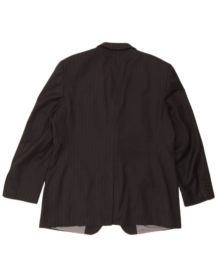 Ted Baker Herren-Blazer mit 2 Knöpfen, UK 46 3XL, schwarze Nadelstreifenwolle