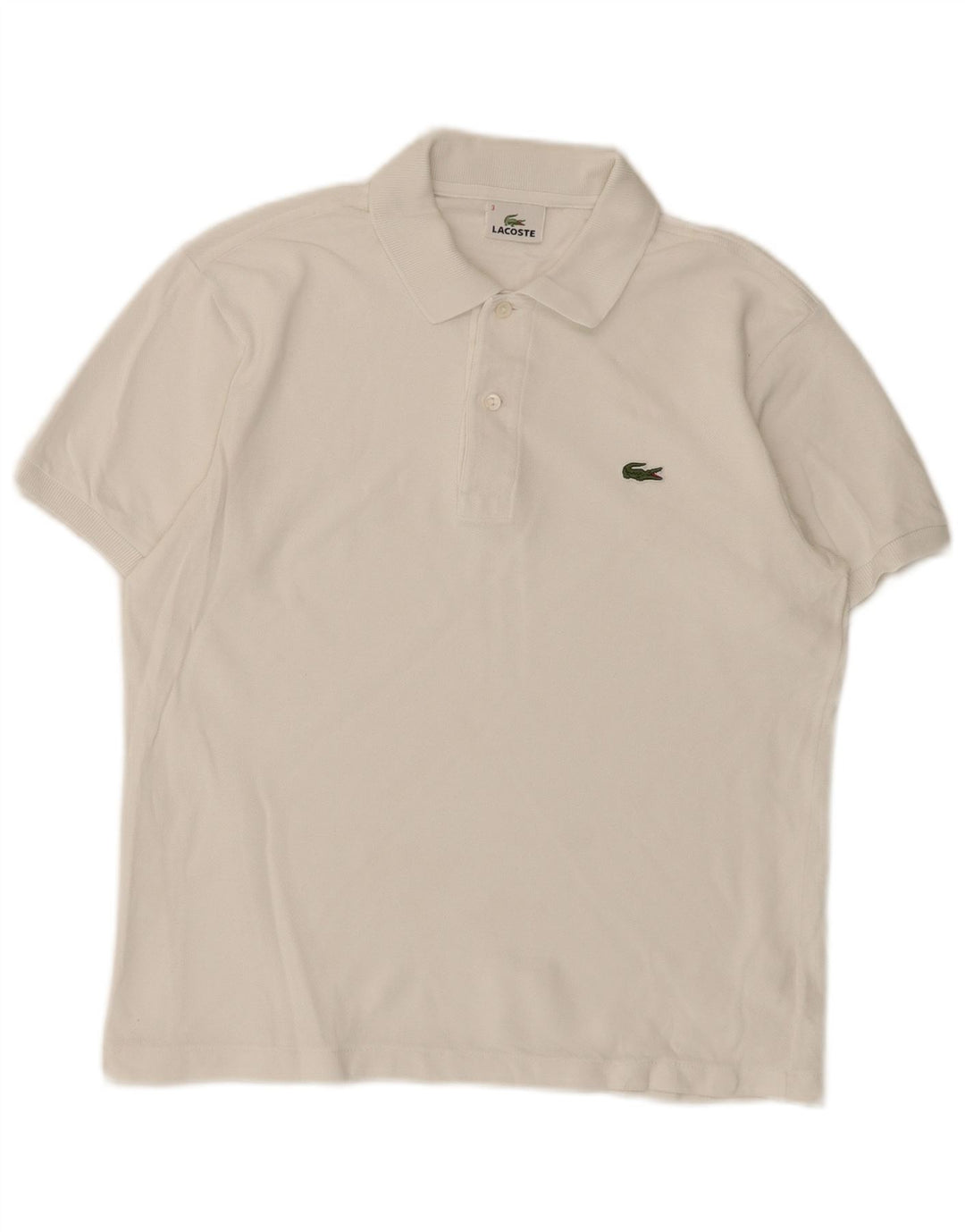 LACOSTE Herren-Poloshirt, Größe 3, klein, weiße Baumwolle