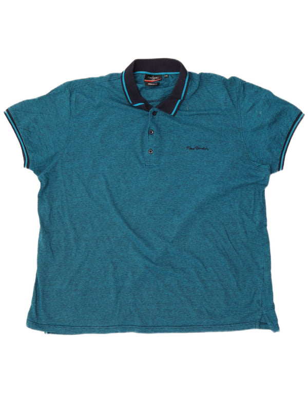 Pierre Cardin Herren-Poloshirt mit normaler Passform, 3XL, blaue Nadelstreifen-Baumwolle
