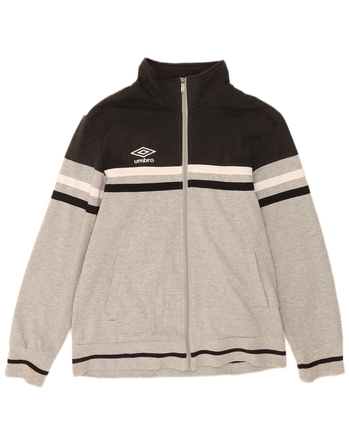 Umbro Herren-Trainingsanzug-Top-Jacke, großes graues Farbblock-Polyester