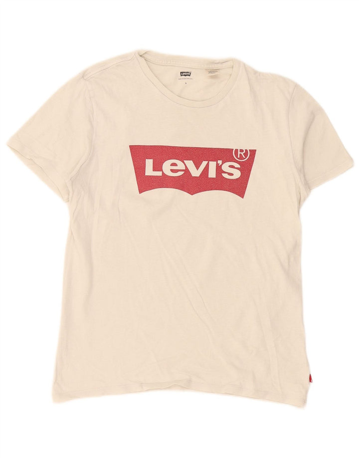 Levi's Damen-T-Shirt in Übergröße mit Grafik, UK 10, Größe S, Weiß