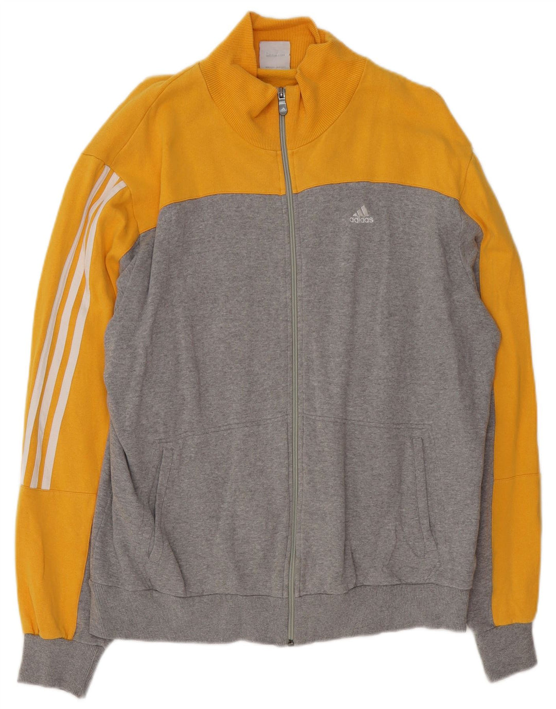 ADIDAS Herren-Trainingsanzug-Oberteil, Jacke, XL, Grau, Colourblock-Baumwolle