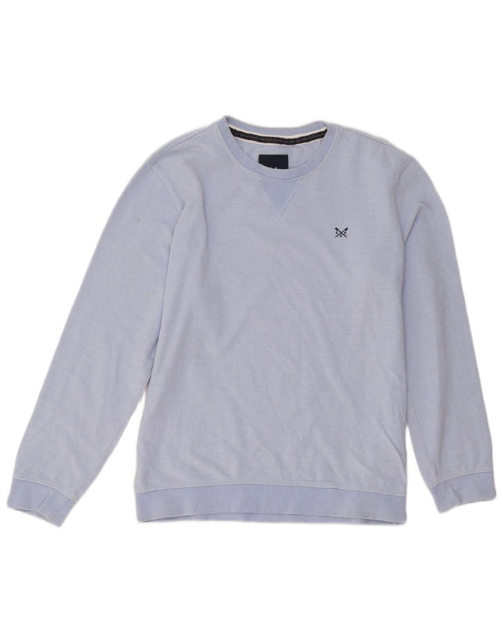 Crew Clothing Herren-Sweatshirt-Pullover aus mittelblauer Baumwolle