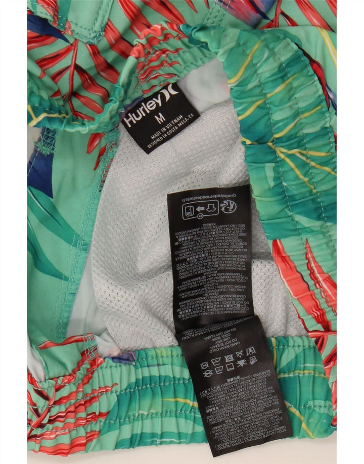 HURLEY Herren-Badeshorts aus mittelgrünem, geblümtem Polyester