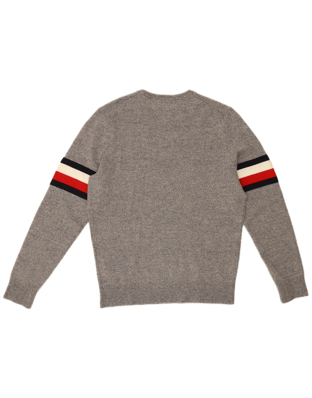 TOMMY HILFIGER Herren-Pullover mit Rundhalsausschnitt, mittelgraue Colourblock-Wolle