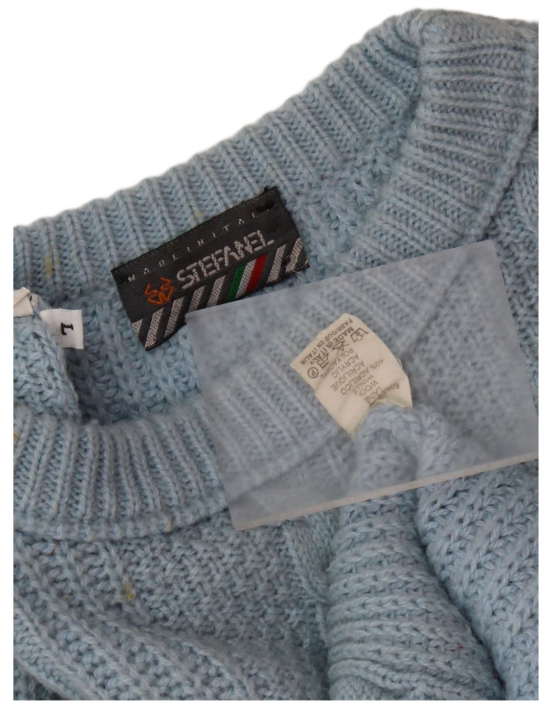 STEFANEL Damen-Pullover in Übergröße mit Rundhalsausschnitt, UK 16, große blaue Wolle