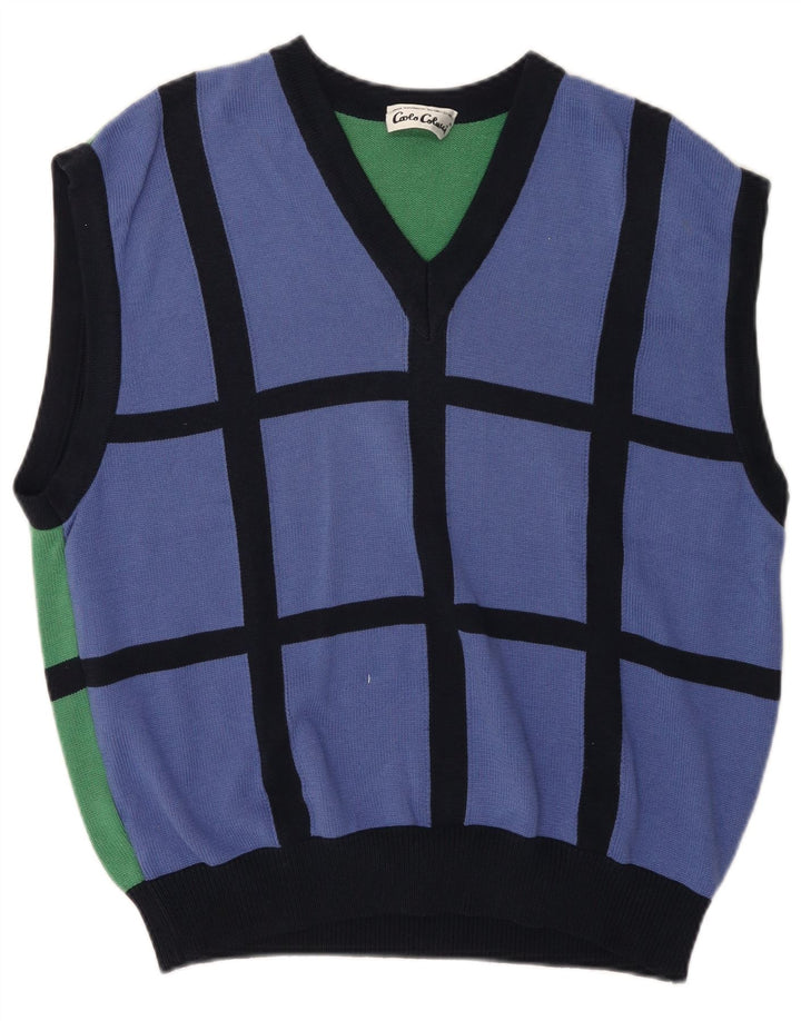 CARLO COLUCCI Damen Tanktop IT 52 2XL Blaues Colourblock-Polyacryl