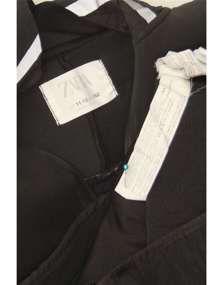 Zara Jungen-Regenjacke mit Kapuze, 11–12 Jahre, schwarzes Polyester
