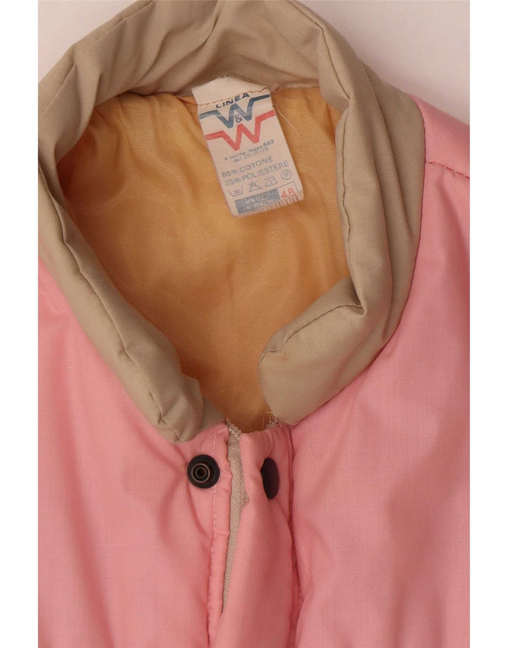 Vintage Herren Wattierte Jacke IT 48 Mittelrosa Colourblock Baumwolle