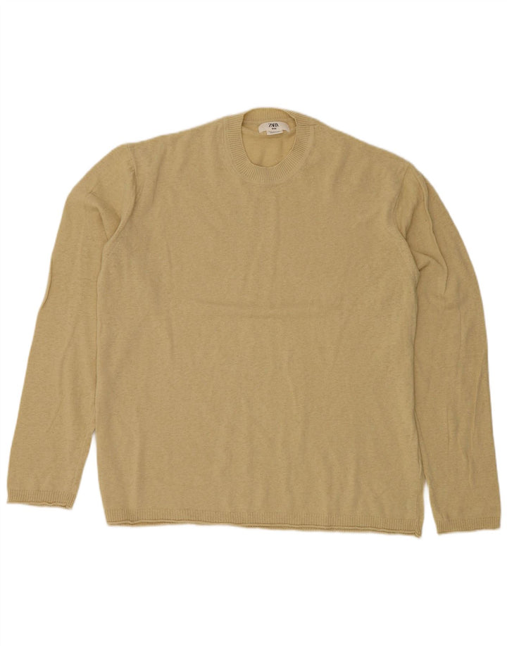 ZARA Mens Crew Neck Jumper Sweater XL Beige