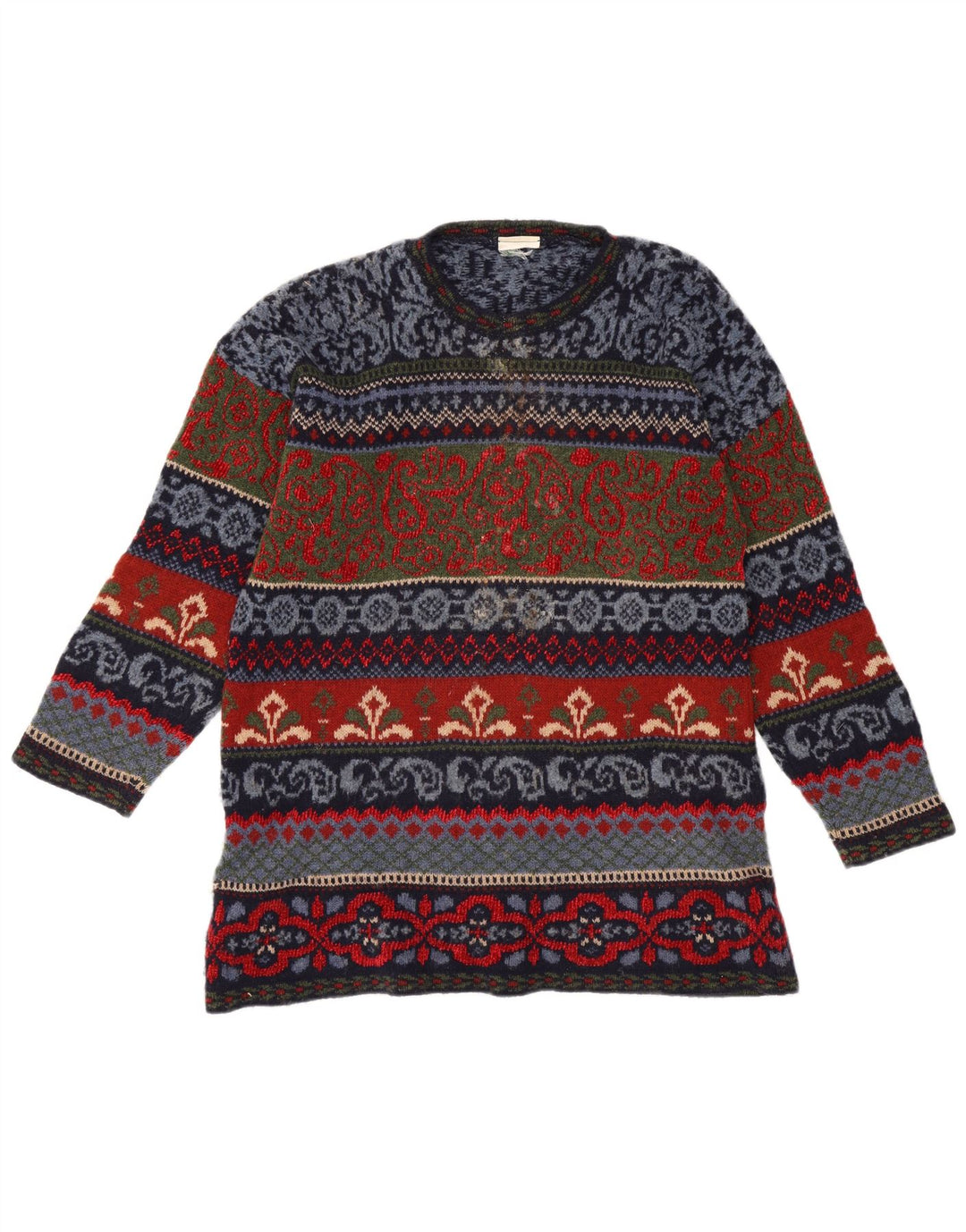 Vintage Herren Pullover mit Rundhalsausschnitt IT 44 Medium Mehrfarbig Fair Isle