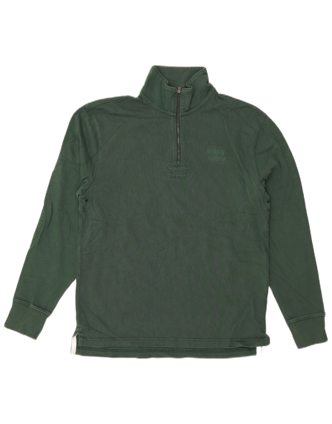 J. Crew Herren-Sweatshirt mit Reißverschluss am Hals, Größe S, grüne Baumwolle