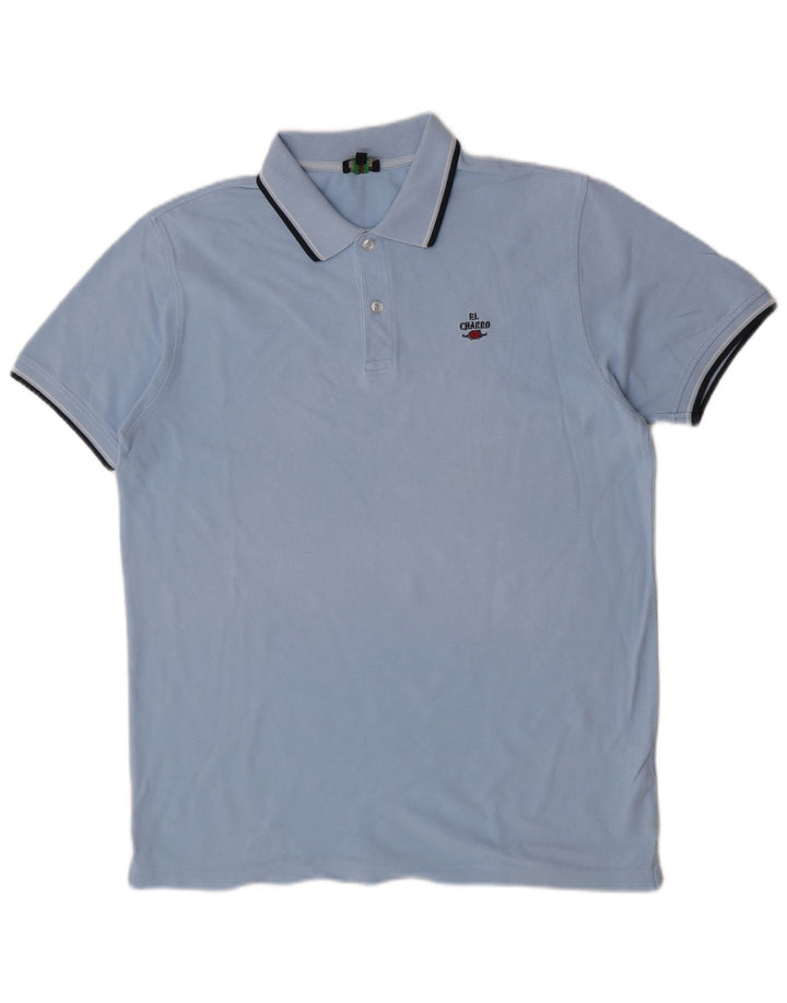 El Charro Herren-Poloshirt, groß, blaue Baumwolle