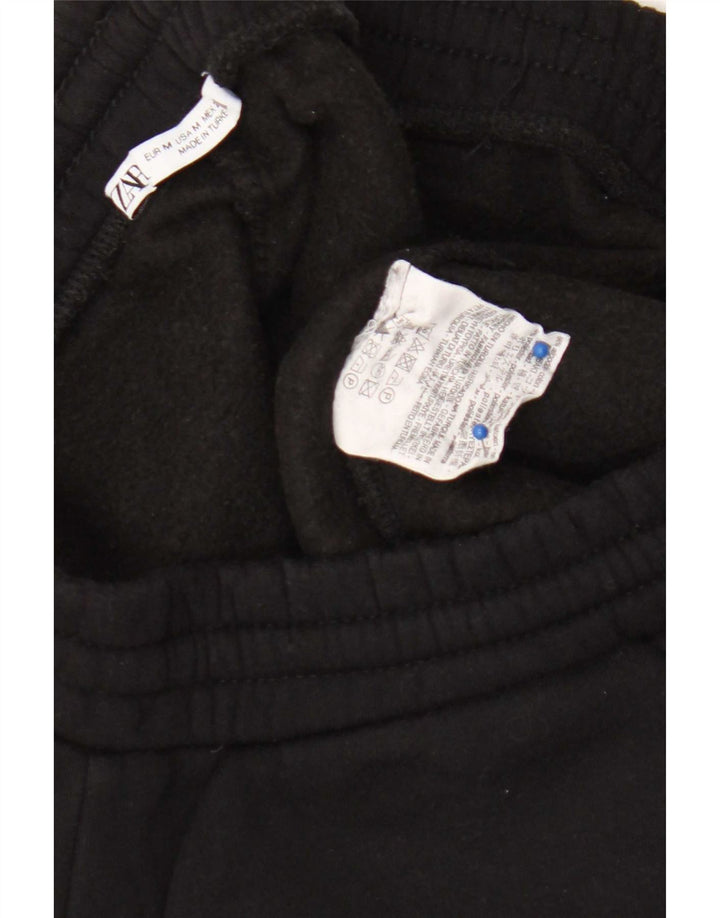 Zara Damen Trainingshose UK 12 Mittelschwarze Baumwolle