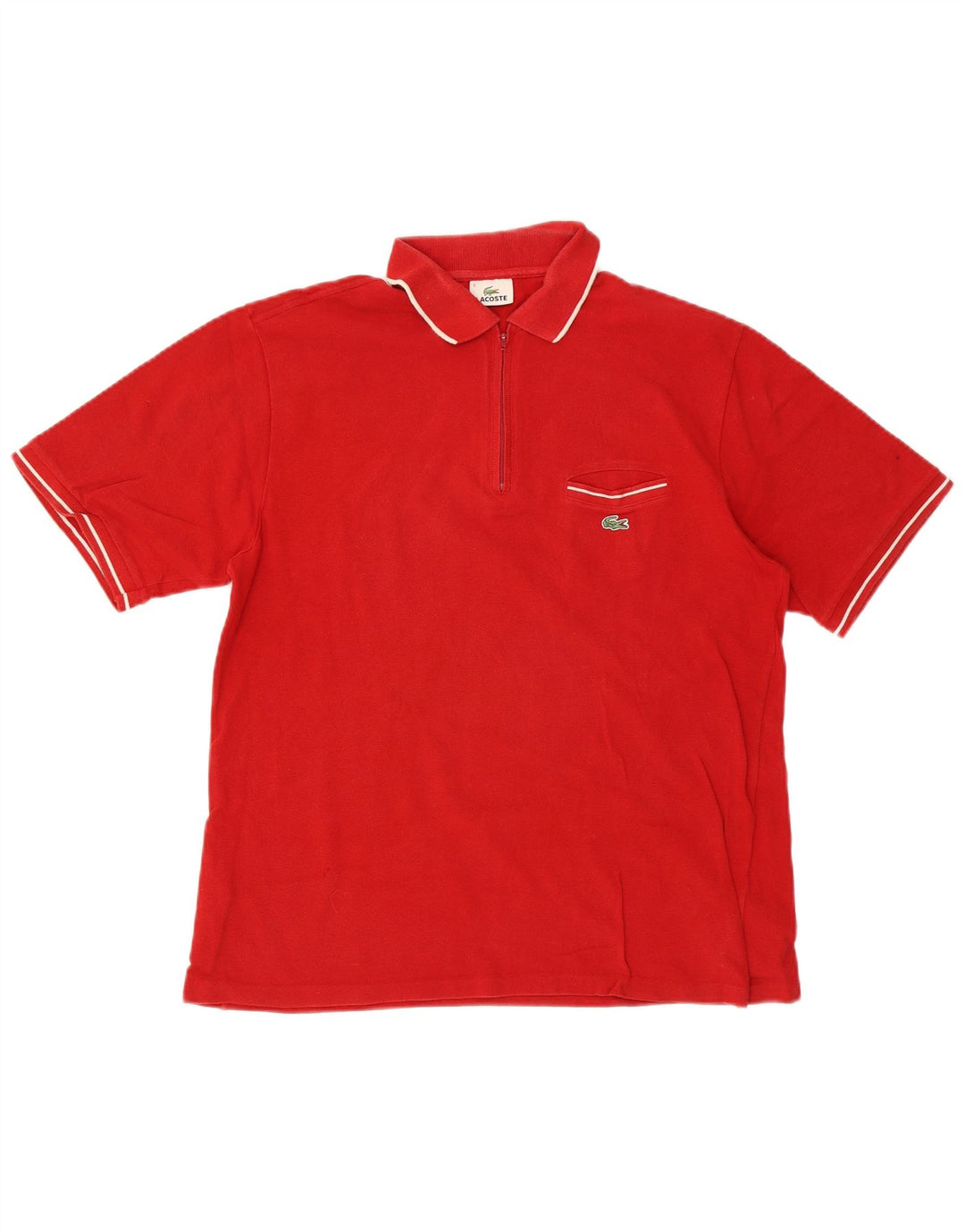 LACOSTE Herren-Poloshirt, Größe 5, große rote Baumwolle
