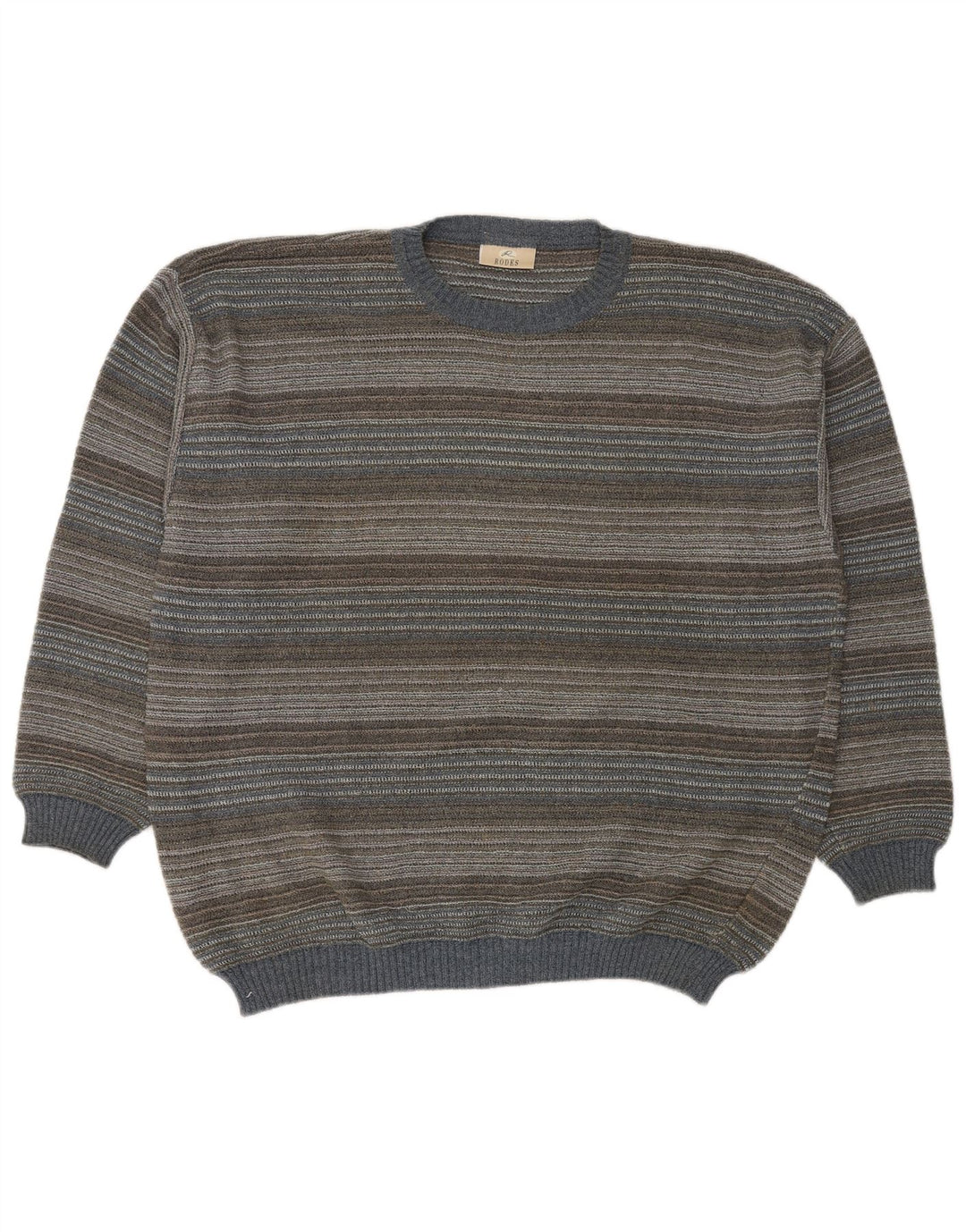 RODES Herren-Pullover mit Rundhalsausschnitt, 2XL, mehrfarbig, gestreift, Baumwolle