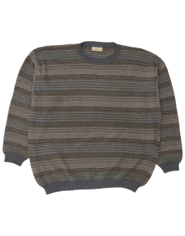 RODES Herren-Pullover mit Rundhalsausschnitt, 2XL, mehrfarbig, gestreift, Baumwolle