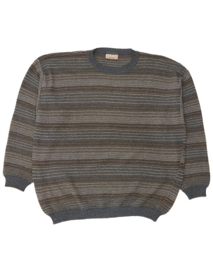 RODES Herren-Pullover mit Rundhalsausschnitt, 2XL, mehrfarbig, gestreift, Baumwolle