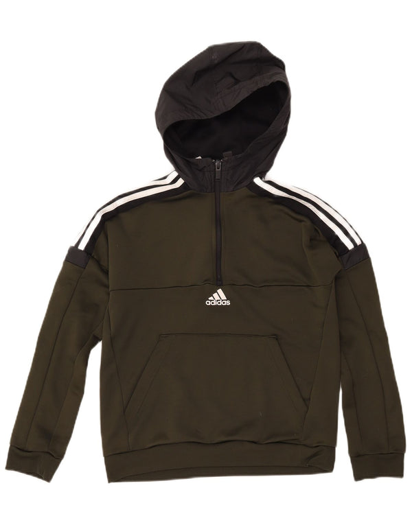 ADIDAS Jungen Aeroready Kapuzenpullover mit Reißverschluss, 11–12 Jahre, grünes Polyester