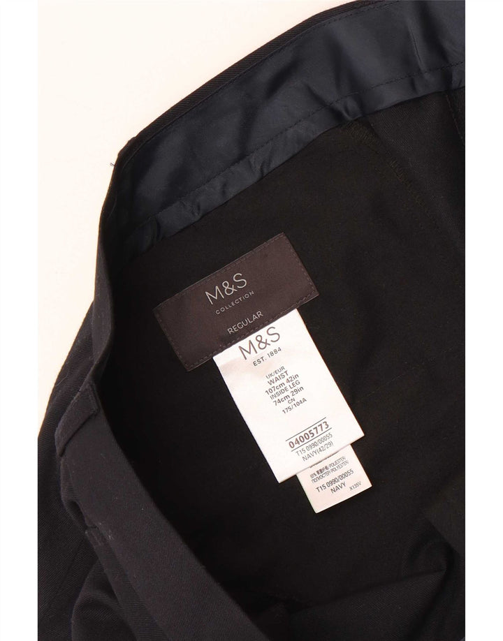 Marks & Spencer Herren-Anzughose, normal, gerade, W42, L29, Marineblau