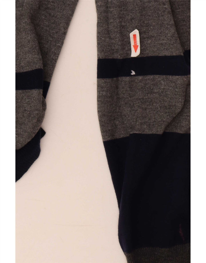 Sun68 Herren-Pullover mit Rundhalsausschnitt, groß, grau gestreift, Wolle